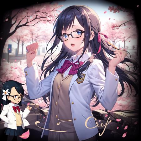 01709-3232390313-black background,_1girl,solo,long hair,glasses,cherry blossoms,black hair,ribbon,bow,looking at viewer,jacket,blue eyes,upper bo.png